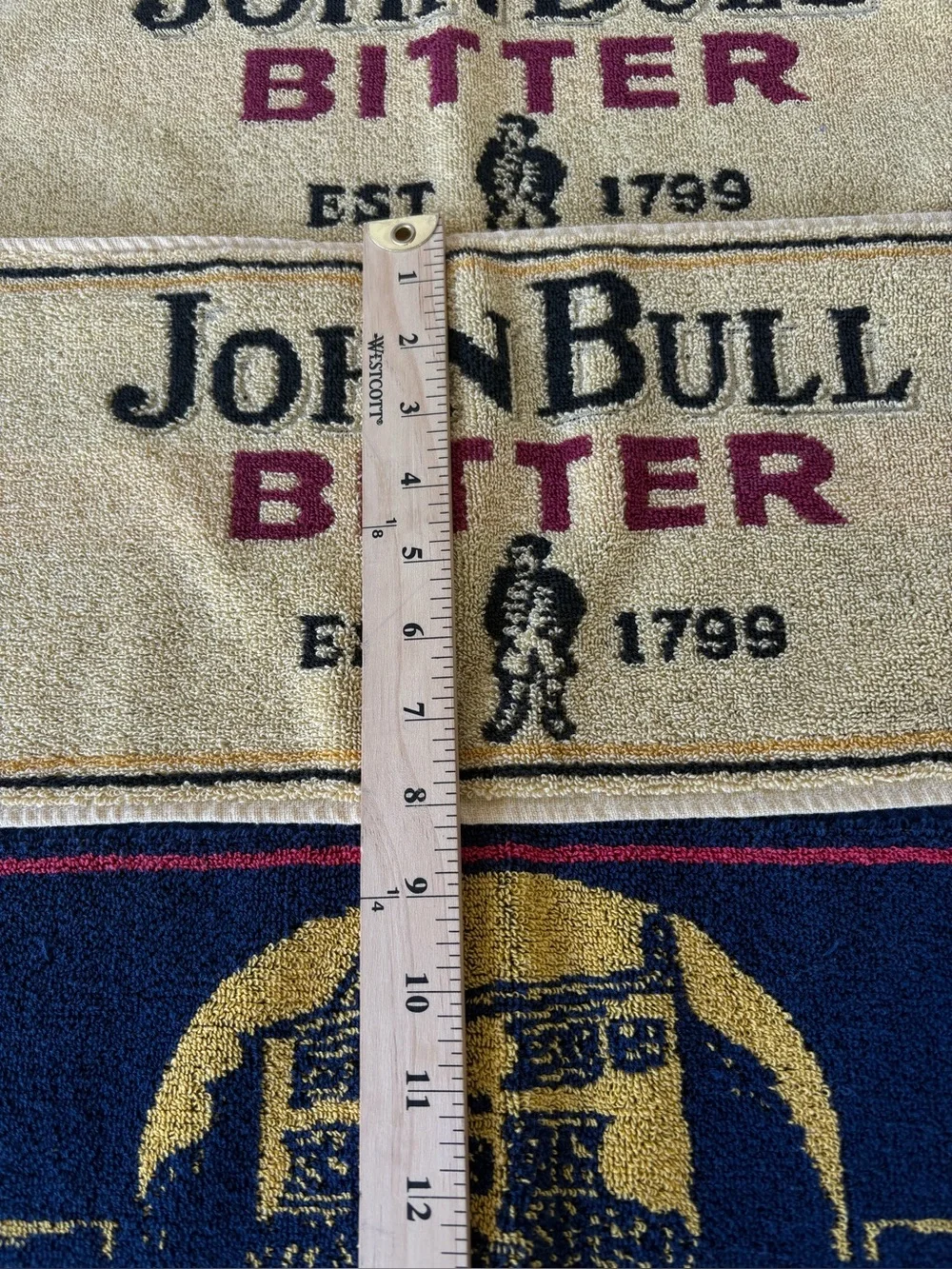 Vintage British Pub Bar Towels Lot of 5 John Bull Tetleys Portugal Woven Cotton